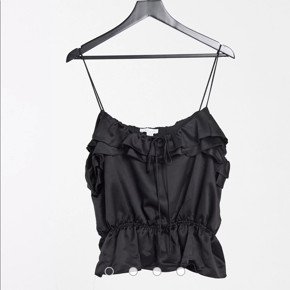 Topshop black ruffled top
